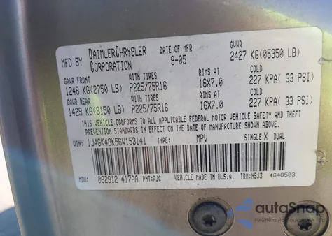 2006 Jeep Liberty Sport from USA, damaged, VIN 1J4GK48K56W153141